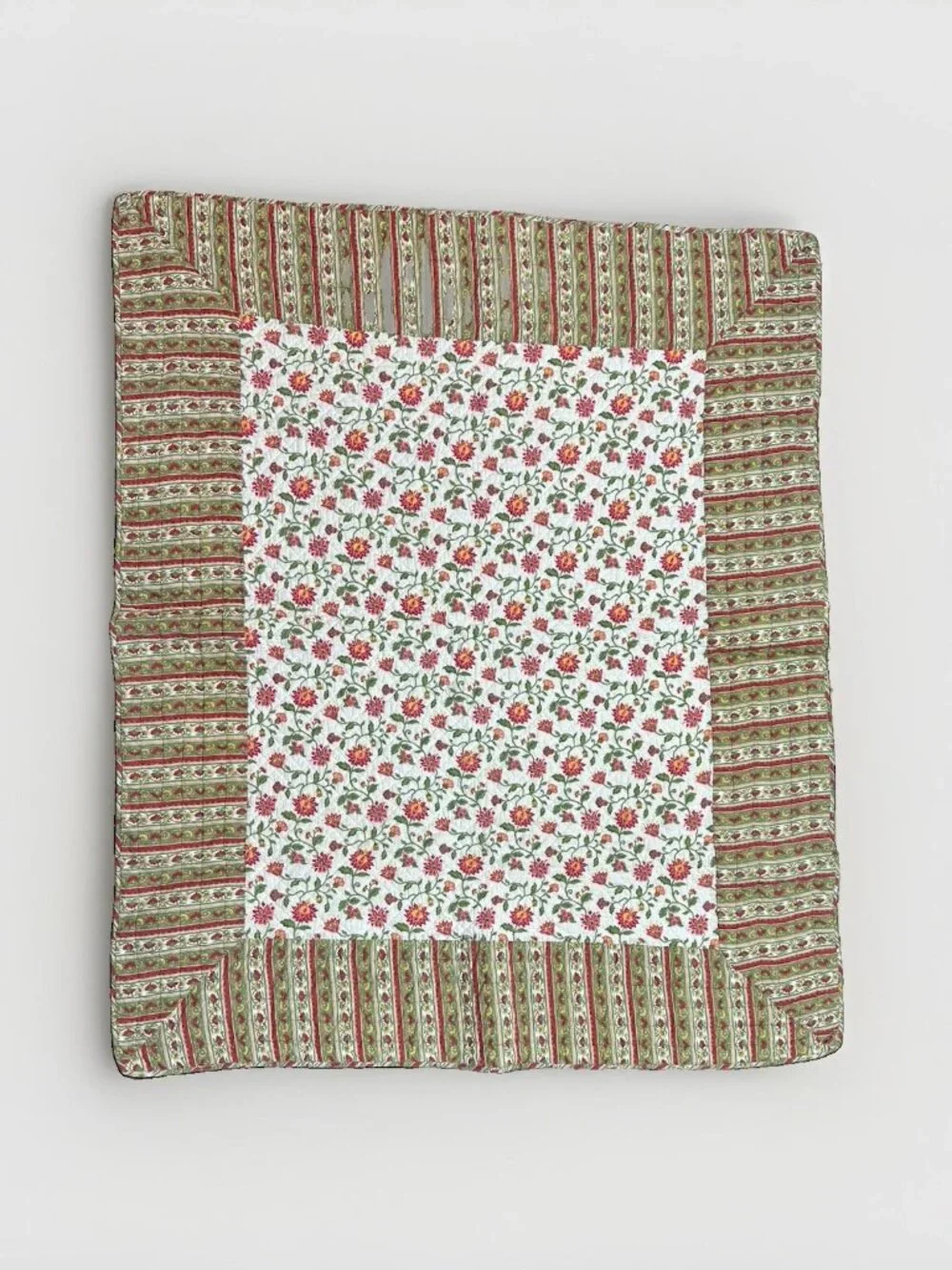 🌸 Vintage Handmade Floral Quilt 60x49 Cottage Garden Reversible Throw Blanket